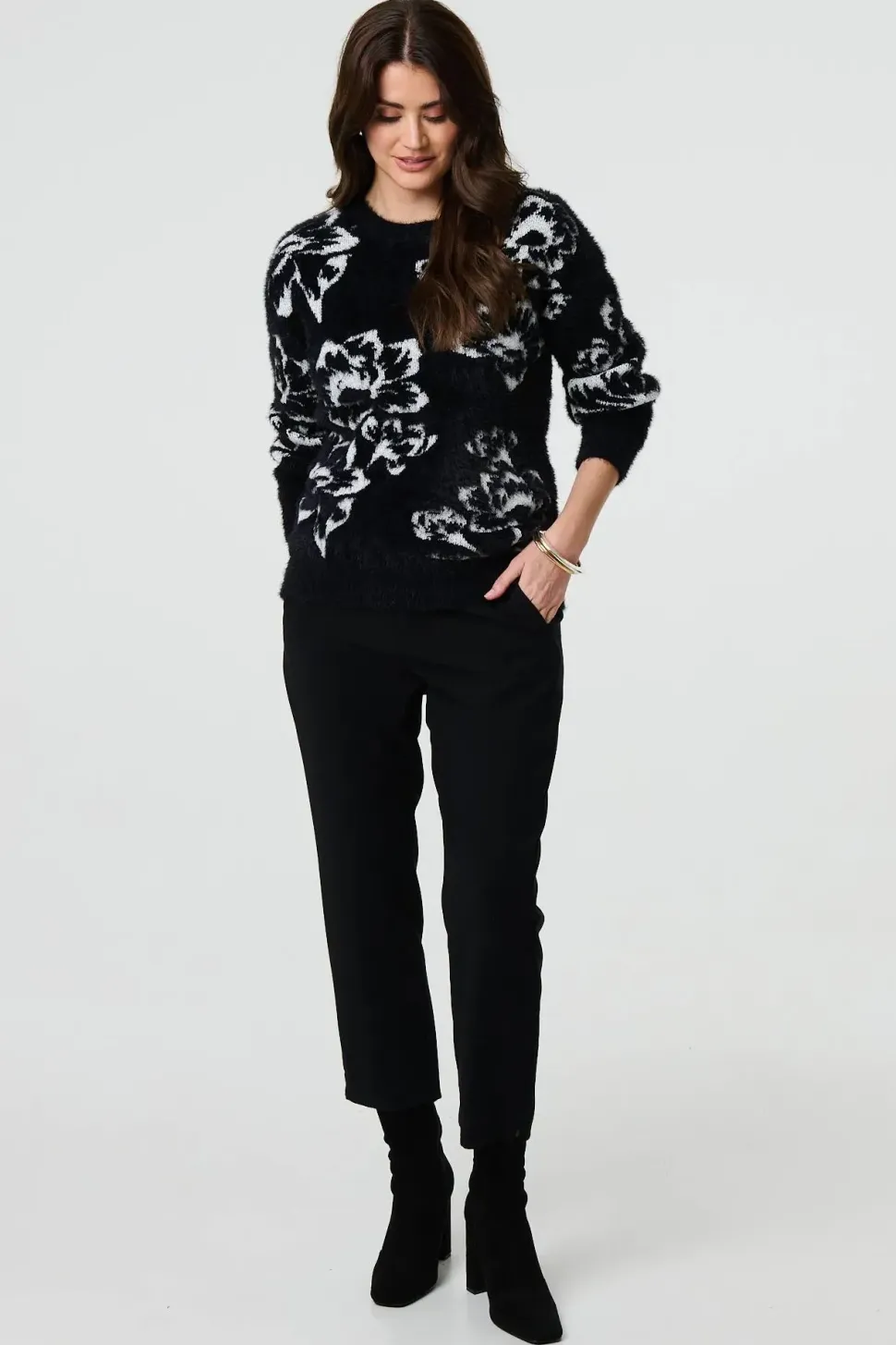 Floral Soft Knit Long Sleeve Jumper