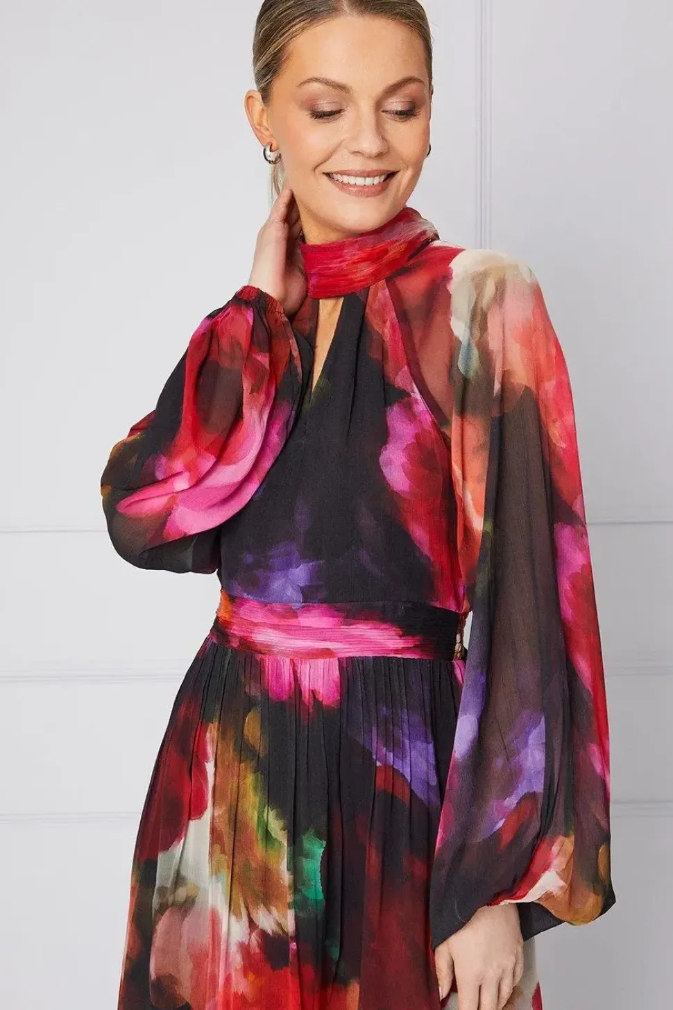 Floral Tie Back Midi Dress