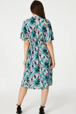 Floral Tie Front Midi Dress