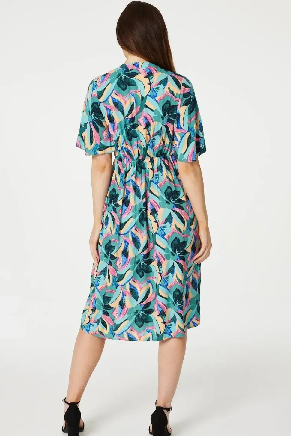 Floral Tie Front Midi Dress