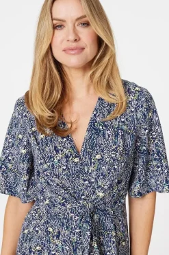 Floral Tie Front Wide Leg Jumpsuit