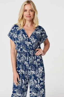 Floral V-Neck Cropped Jumpsuit