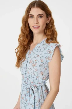 Floral V-Neck Knee Length Dress