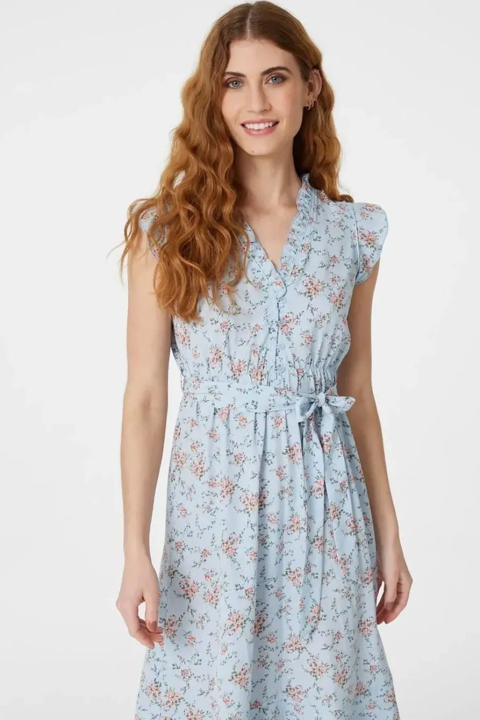 Floral V-Neck Knee Length Dress