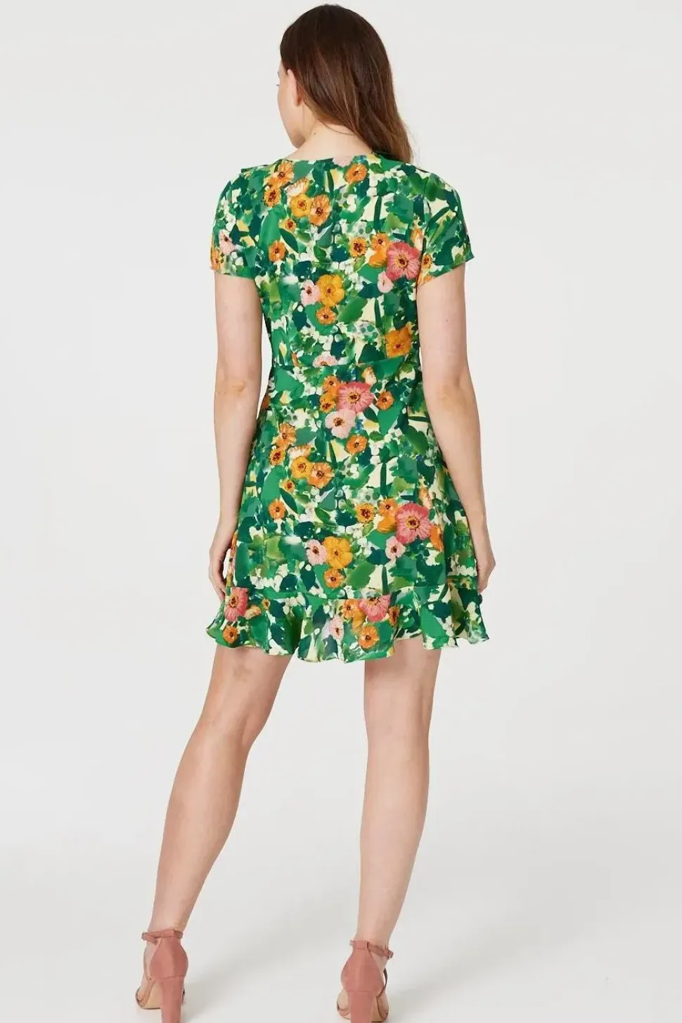 Floral V-Neck Short Skater Dress