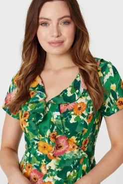 Floral V-Neck Short Skater Dress