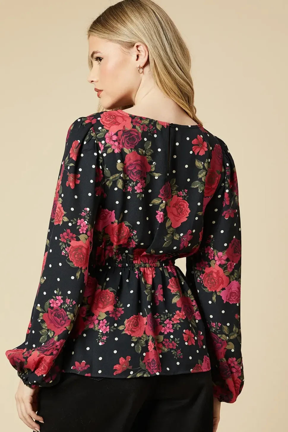 Floral With Spot Tea Blouse