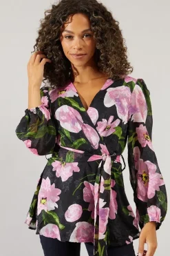 Floral Wrap Blouse