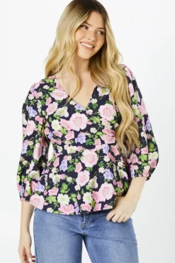 Floral Wrap Blouse