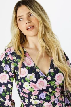 Floral Wrap Blouse