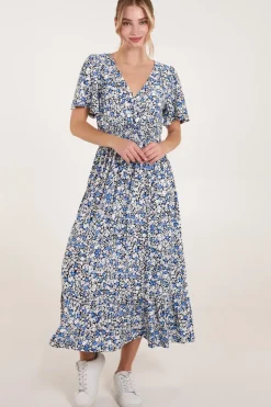 Floral Wrap Front Maxi Dress