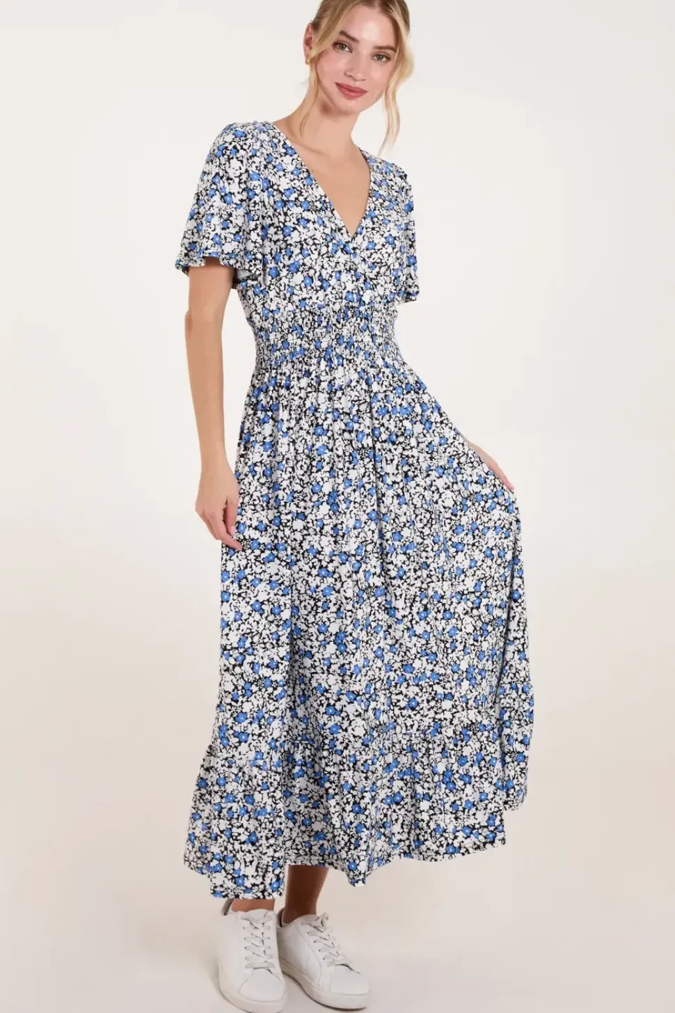 Floral Wrap Front Maxi Dress