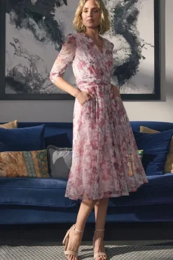 Floral Wrap Front Tea Dress