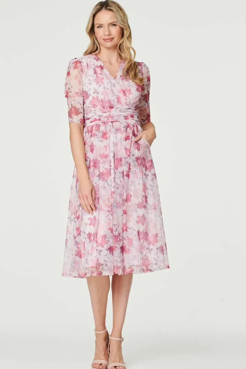 Floral Wrap Front Tea Dress