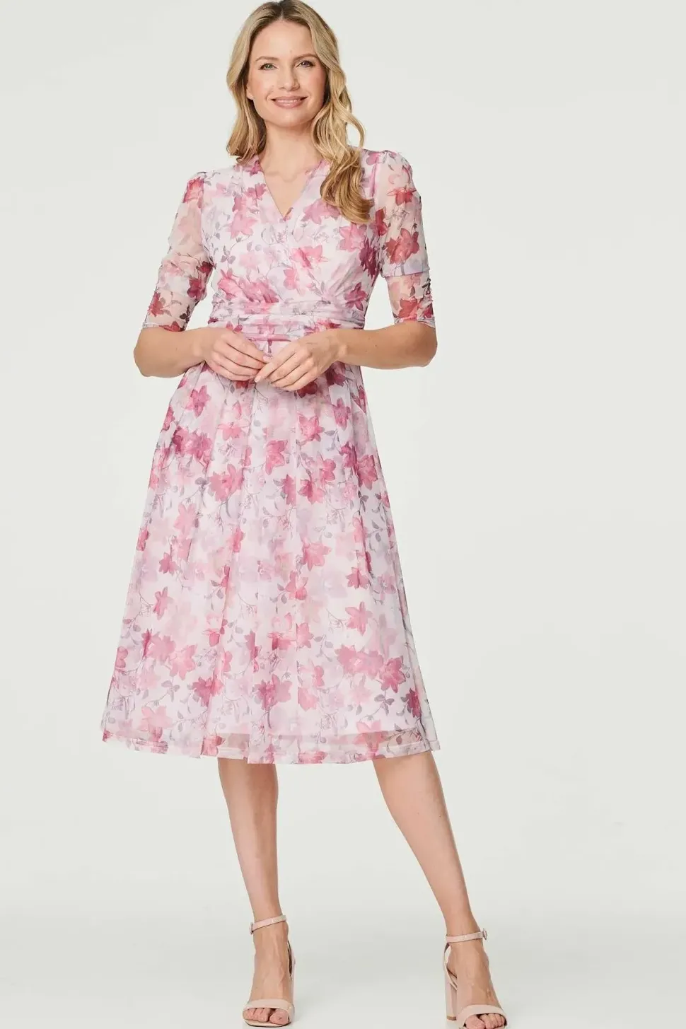 Floral Wrap Front Tea Dress
