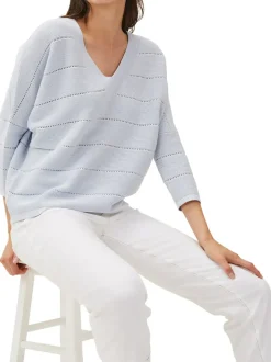 Florence Broderie Textured Fine Knit Jumper-Plain