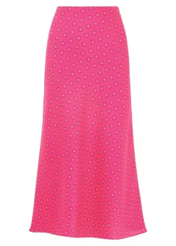 Flower Charm Bias Cut Skirt-Floral