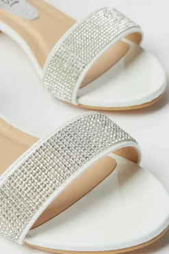 Flower Girl Jasmine Diamante Low Block Heeled Sandals