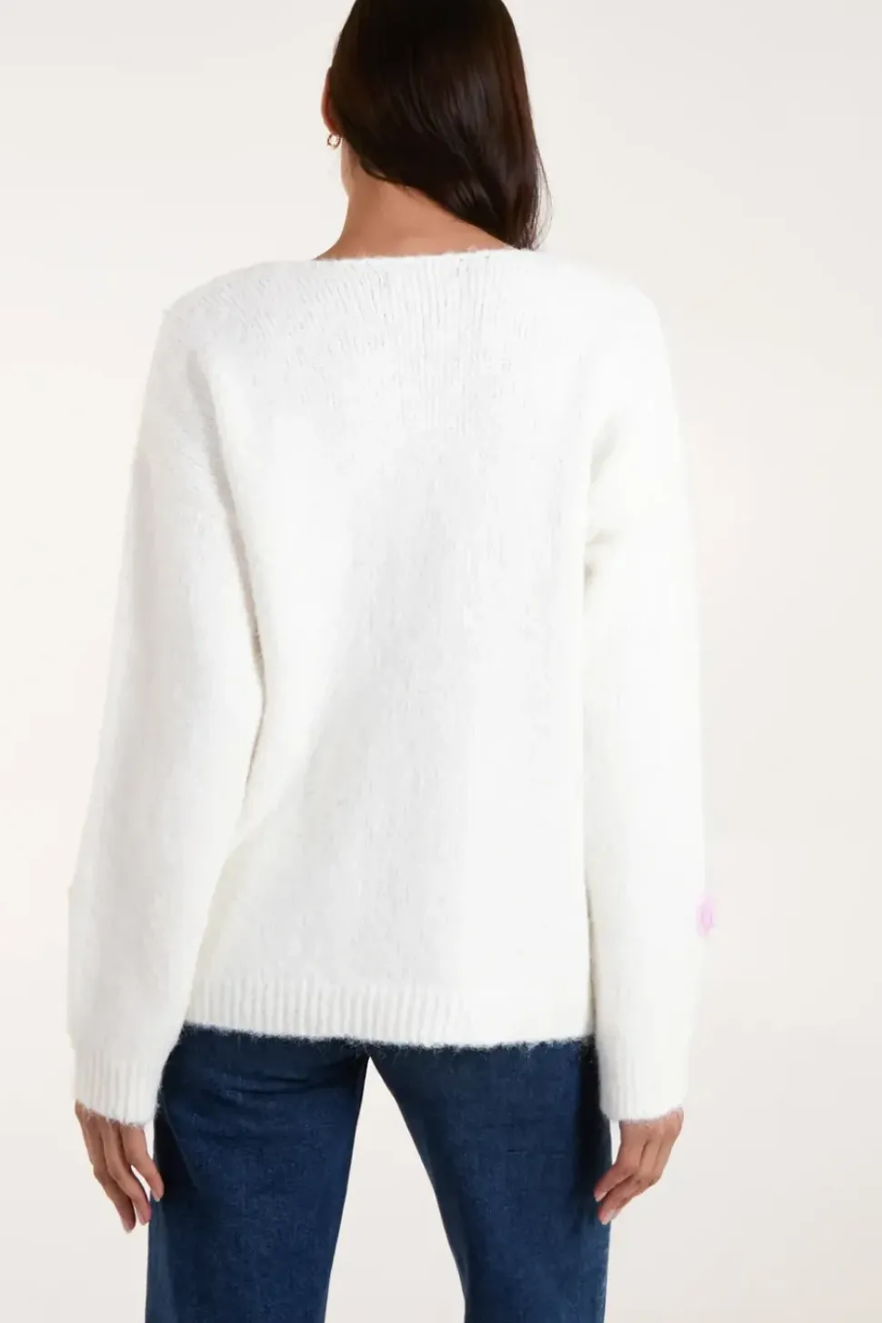 Flower Knit Embroidery V neck Jumper