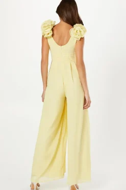 Flower Shoulder Wide Leg Jumpsuit