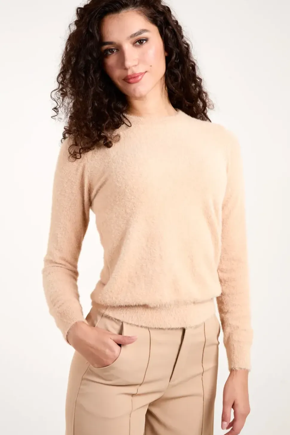 Fluffy Knit Scoop Neck Jumper