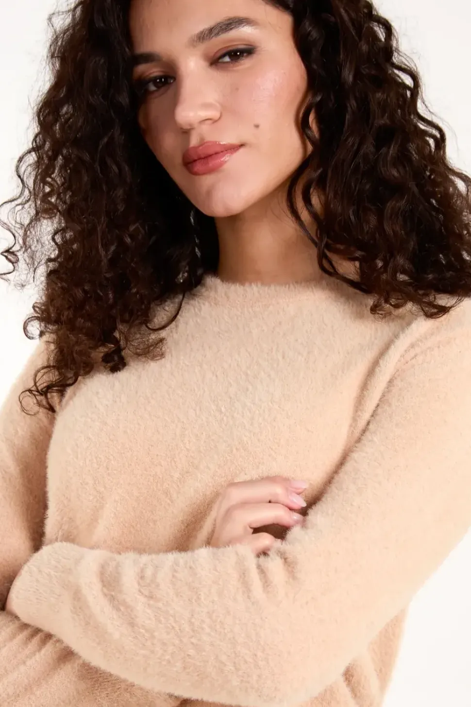 Fluffy Knit Scoop Neck Jumper