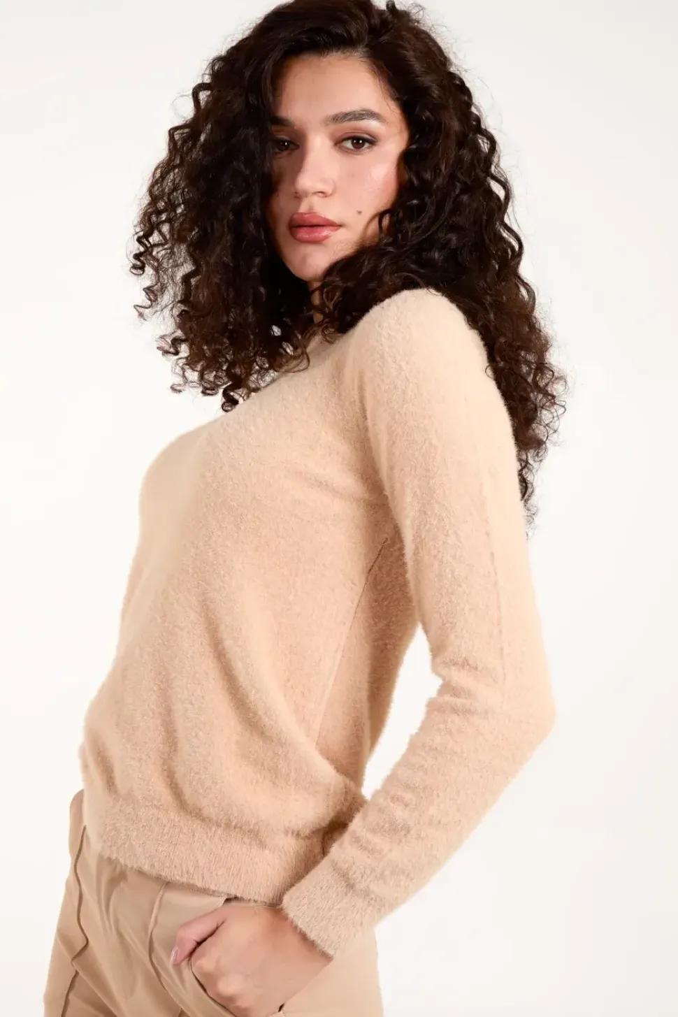 Fluffy Knit Scoop Neck Jumper