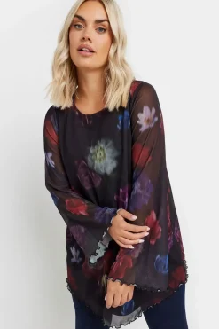 Flute Sleeve Mesh Top