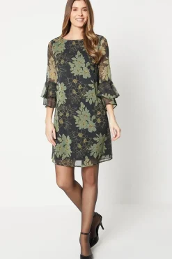 Flute Sleeve Shift Dress