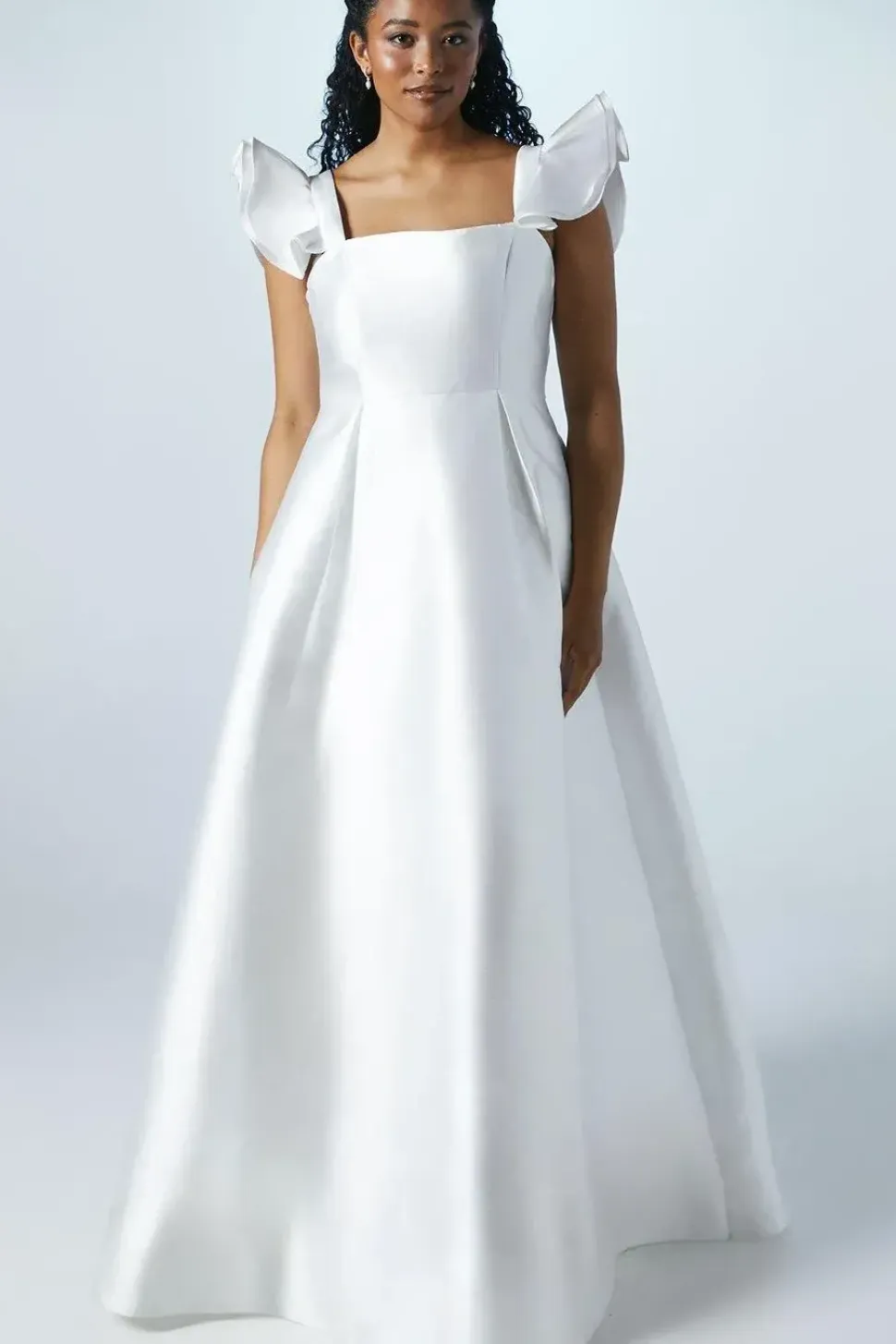 Flutter Shoulder Twill Full Skirted Wedding Dress