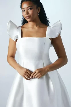 Flutter Shoulder Twill Full Skirted Wedding Dress