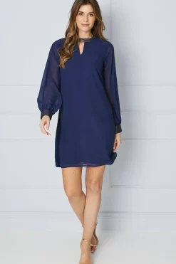 Foil Neck Shift Dress
