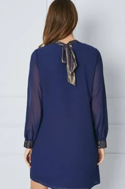 Foil Neck Shift Dress