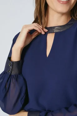 Foil Neck Shift Dress