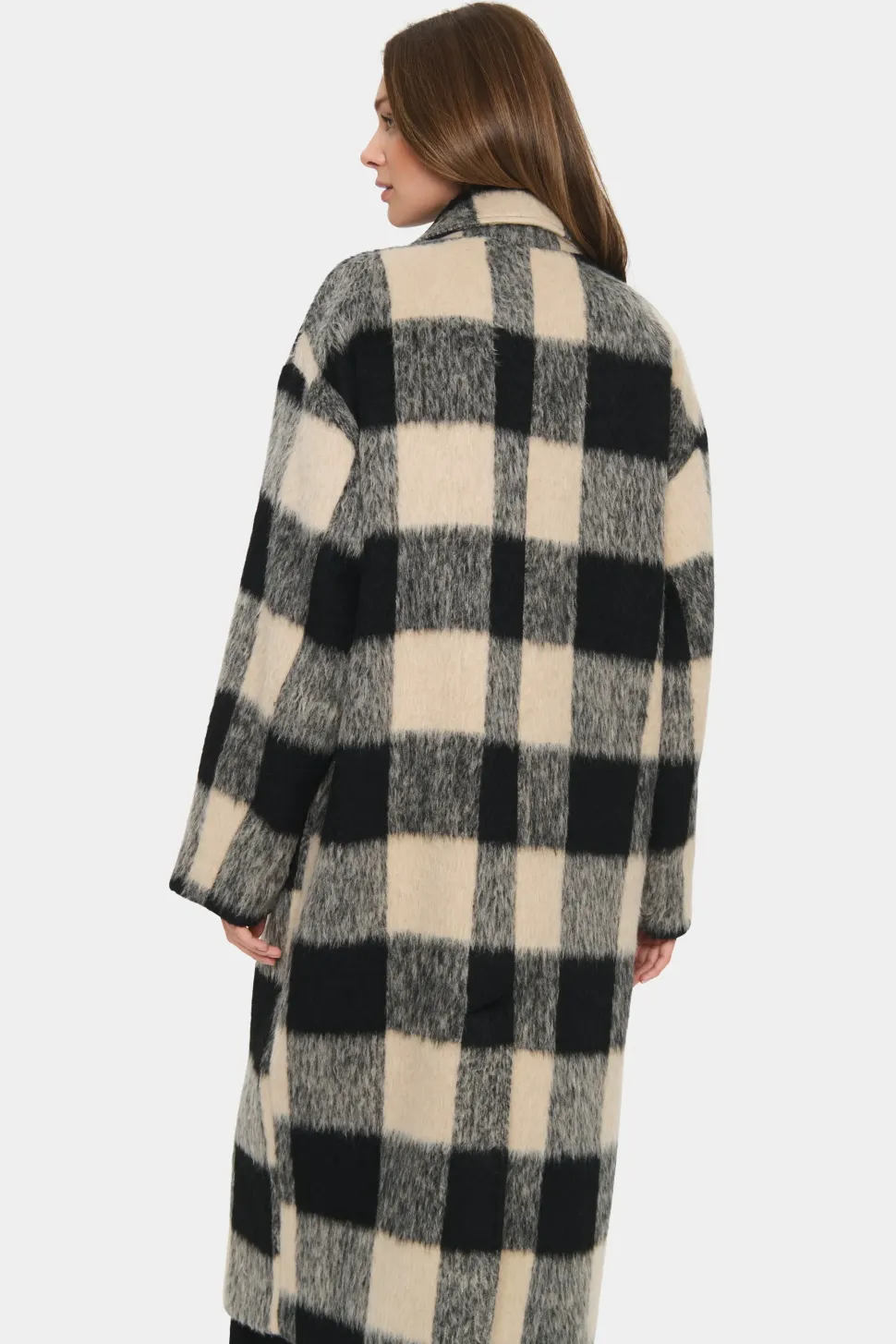Francesca Double Breasted Printed Coat-Checked
