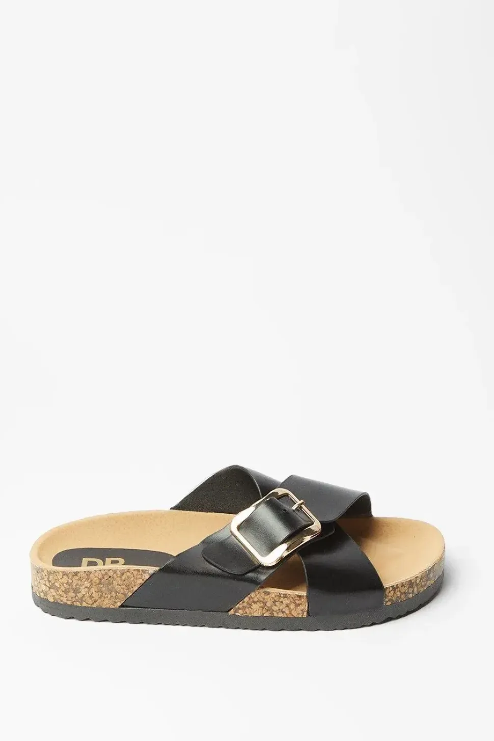 Frankie Cross Strap Buckle Detail Footbed Sandals
