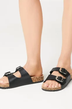 Frida Double Buckle Detail Footbed Sandals