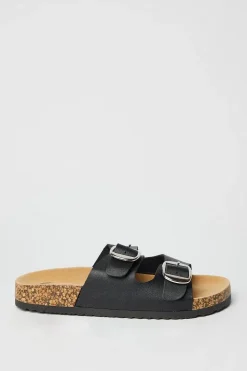 Frida Double Buckle Detail Footbed Sandals