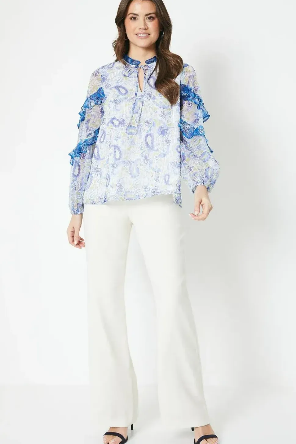 Frill Detail Balloon Sleeve Blouse
