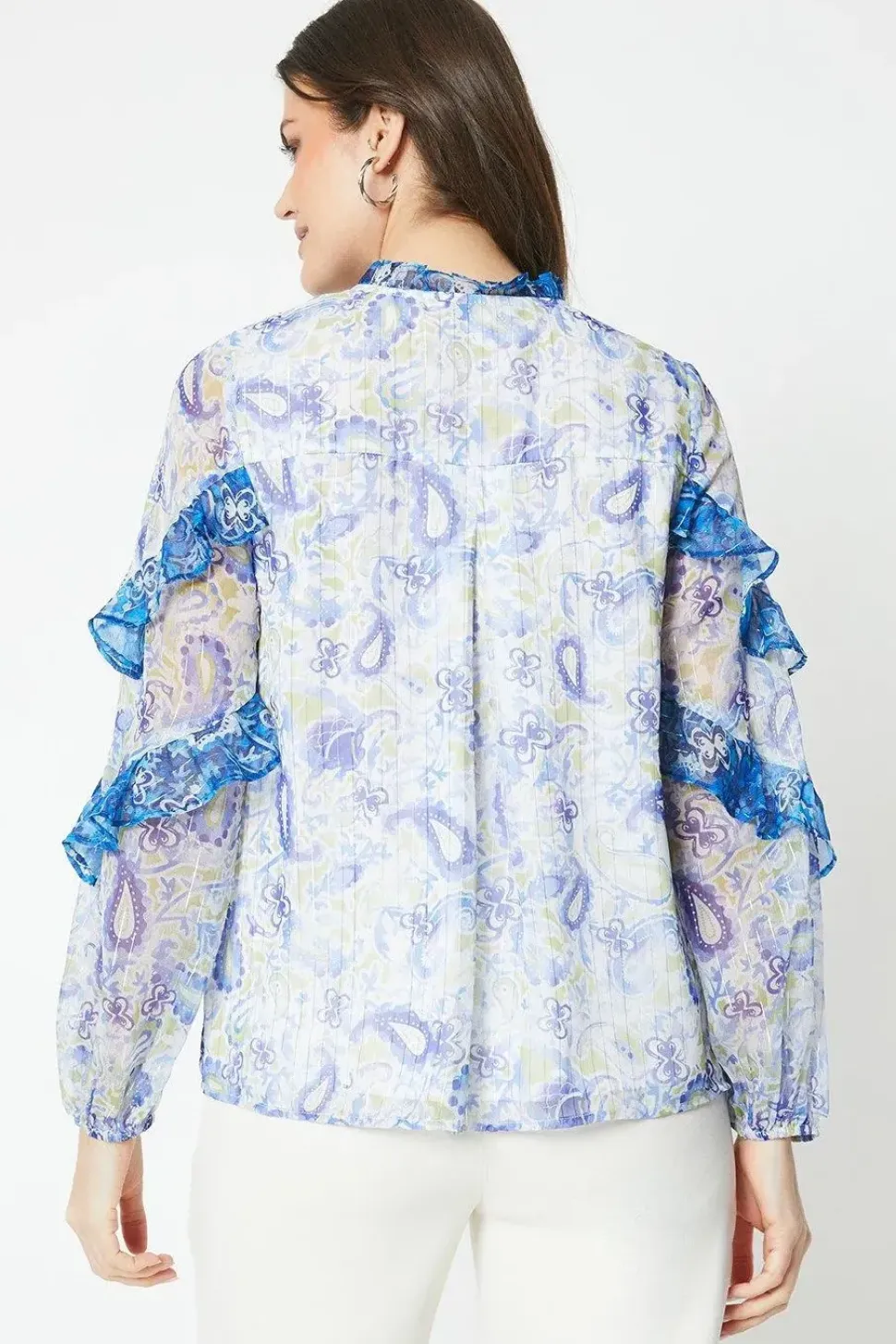 Frill Detail Balloon Sleeve Blouse