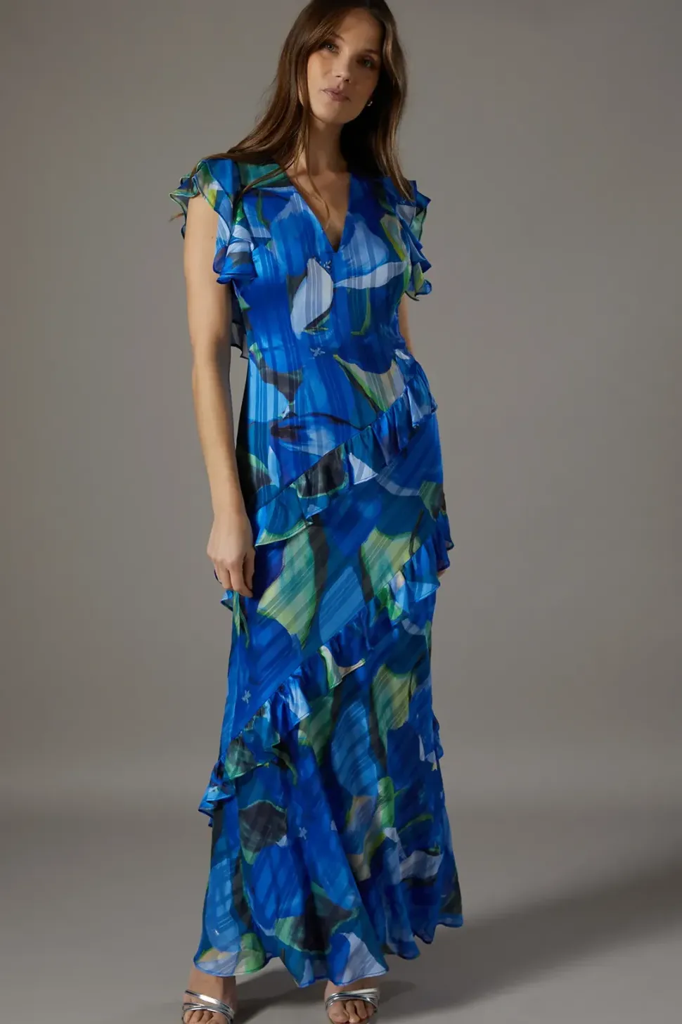 Frill Detail Fitted Maxi Dress