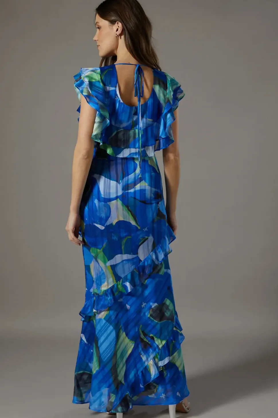 Frill Detail Fitted Maxi Dress