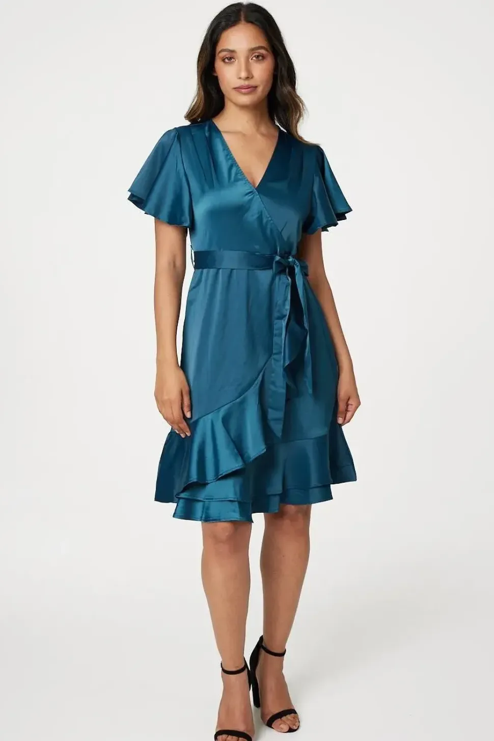 Frill Detail Short Wrap Dress