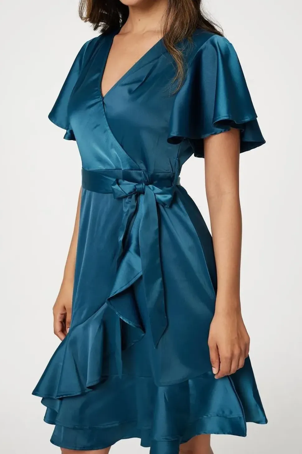 Frill Detail Short Wrap Dress