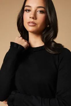 Frill Edge Detail High Neck Jumper
