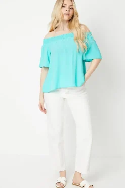 Frill Neck Bardot Top