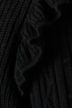 Frill Shoulder Embellished Sleeve Crew Neck Jumper