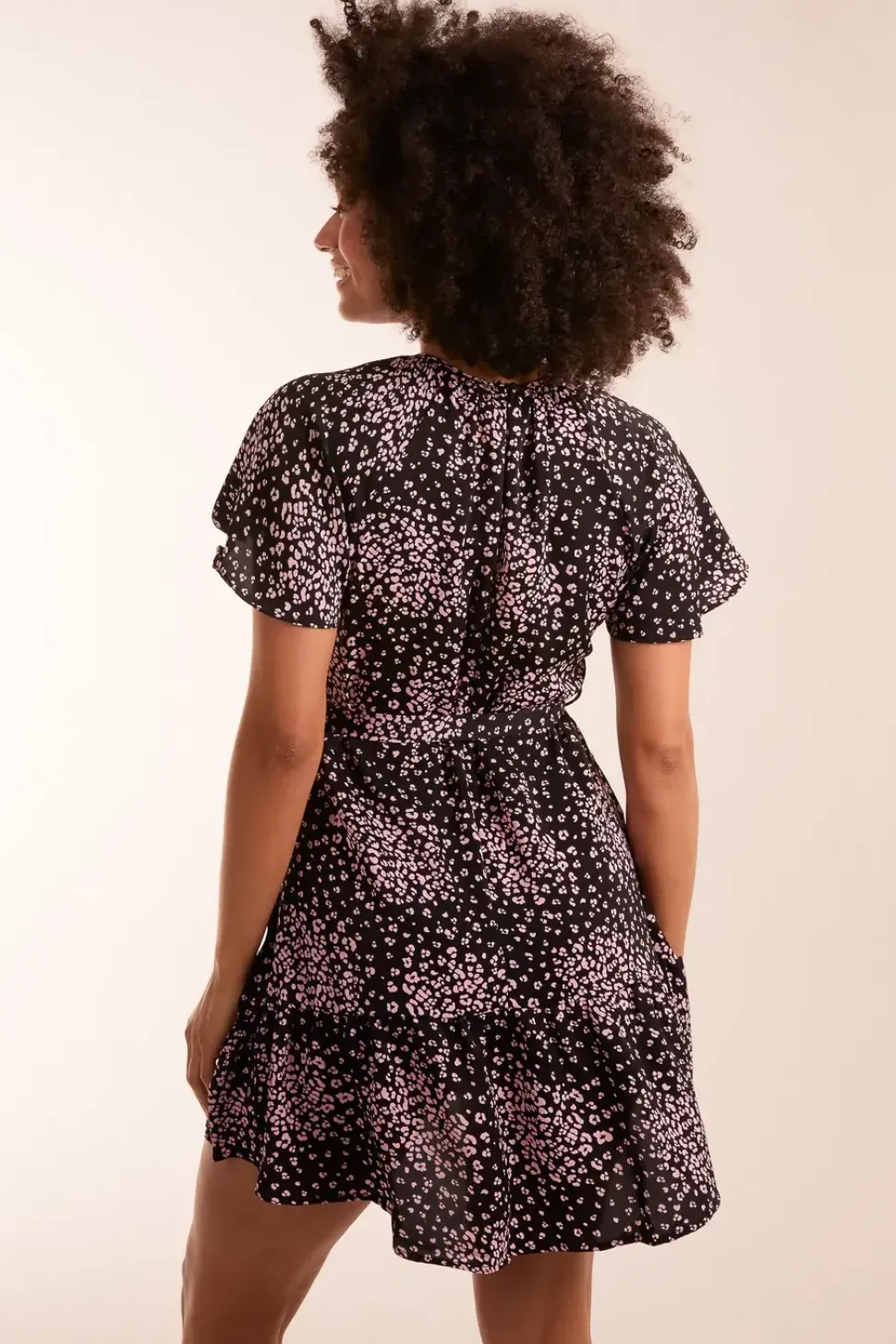 Frill Sleeve Belted Mini Dress