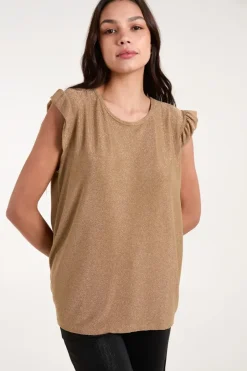 Frill Sleeve Metallic Top