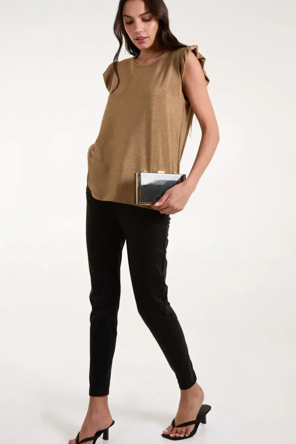 Frill Sleeve Metallic Top